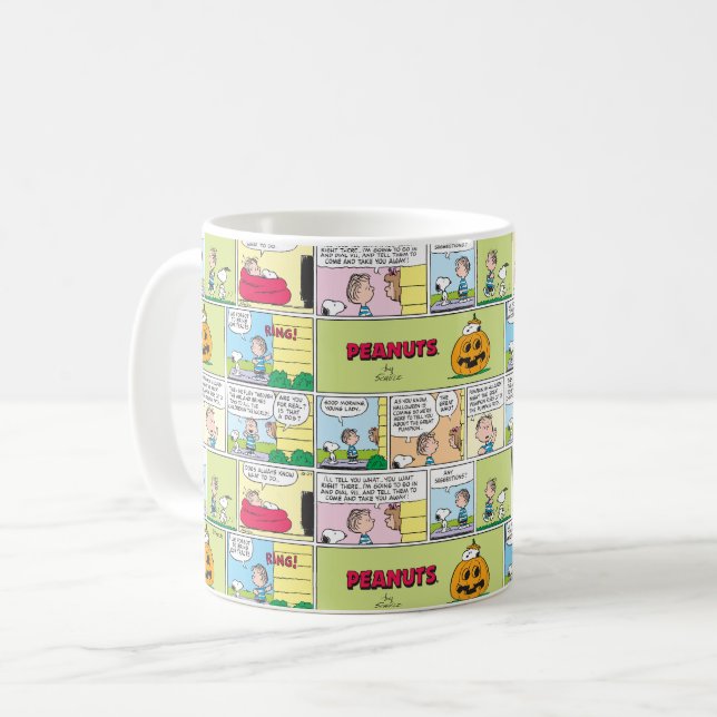 Caneca De Café Snoopy & Linus | O Excelente Pumpkin News (Frente Esquerda)