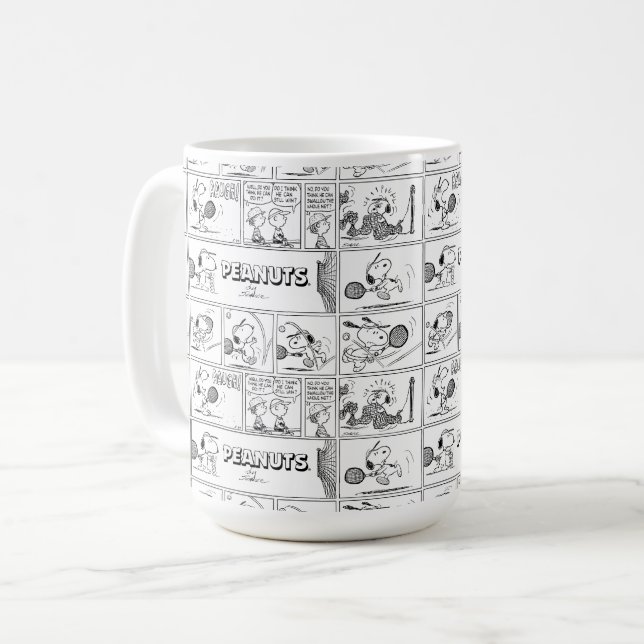 Caneca De Café Snoopy Plays Tênis (Frente Esquerda)
