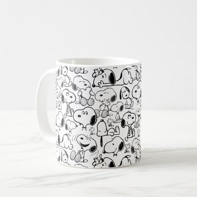Caneca De Café Snoopy Smile Giggle Ria Padrão (Frente Esquerda)