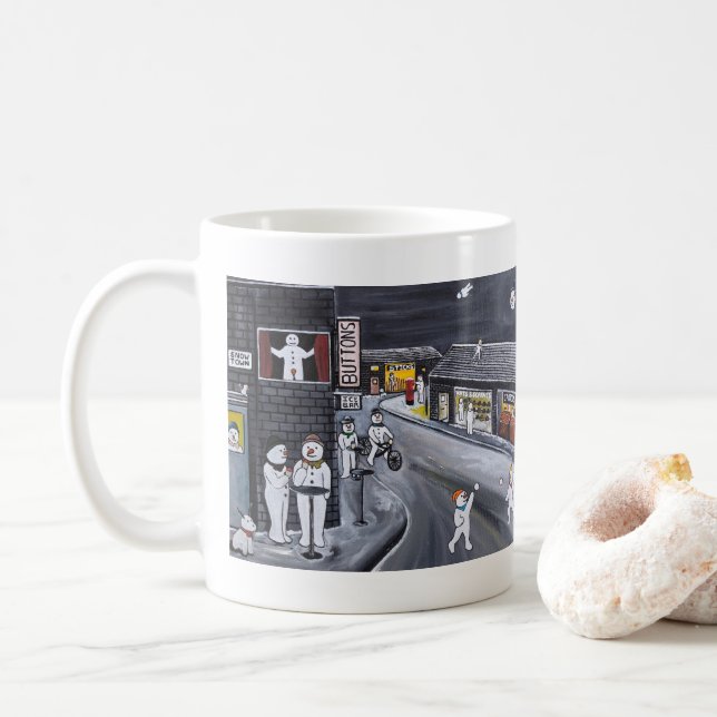 Caneca De Café Snow Town Painting by Alfred Fox  (Com Donut)