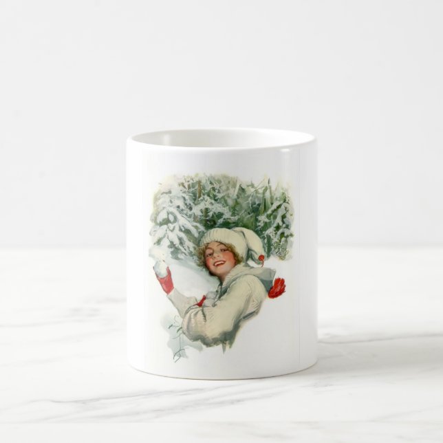Caneca De Café Snowball Fight (por Harrison Fisher) (Centro)