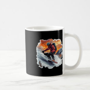 Caneca De Café Snowboard Em Montanhas Descida Esportes Extremos G
