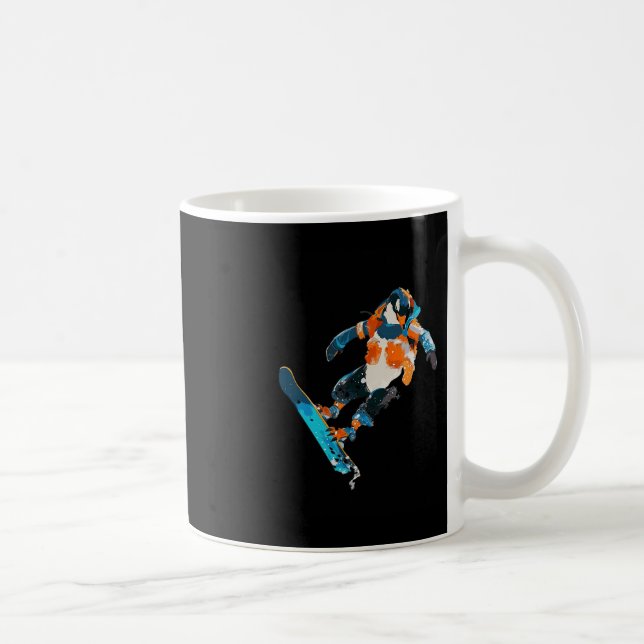 Caneca De Café Snowboard Penguin Winter Sports Fund (Direita)