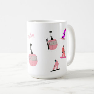 Caneca De Café Snowboard Rosa Personalizado