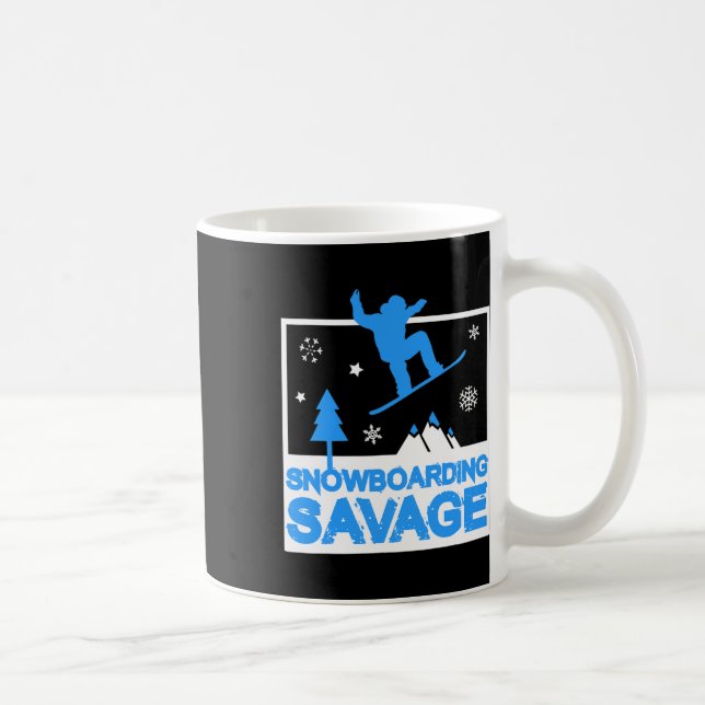 Caneca De Café Snowboard Savage Crianças Legal Neve Livre para Jo (Direita)