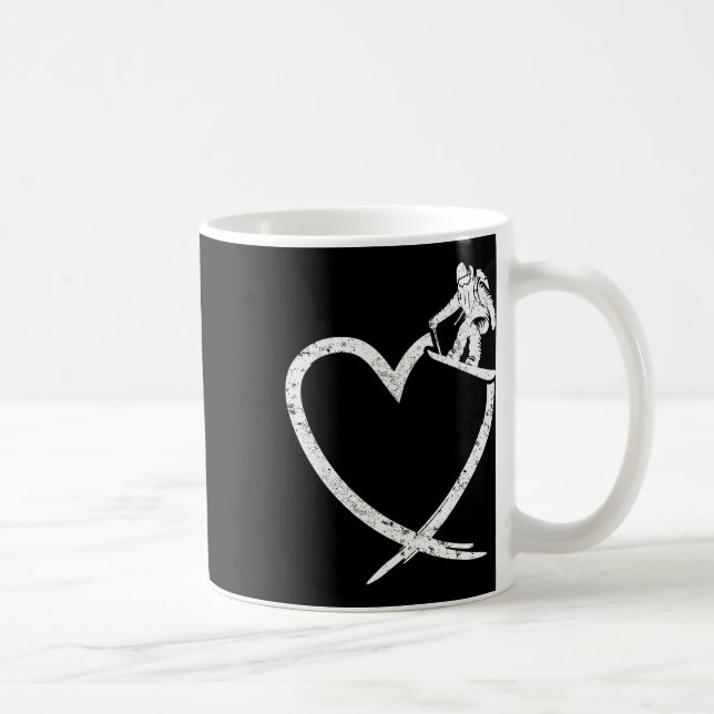 Caneca De Café Snowboard Snowboard Heart Vintage (Direita)