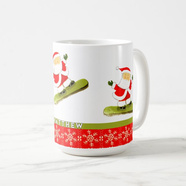 Caneca De Café Snowboard Snowboarder Natal (Frente Esquerda)