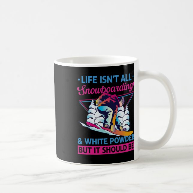 Caneca De Café Snowboard White Powder Retro 90s 80s Snowboard (Direita)
