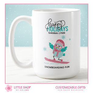 Caneca De Café Snowboarding Personalizável Bluebird Natal