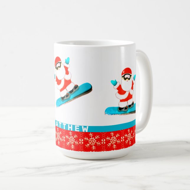 Caneca De Café Snowboarding Snowboarder Natal (Frente Esquerda)