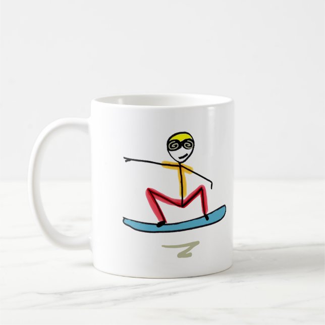 Caneca De Café Snowboarding Stickman (Esquerda)