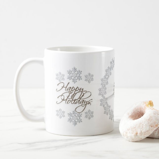 Caneca De Café Snowflake Happy Holidays Mug (Com Donut)