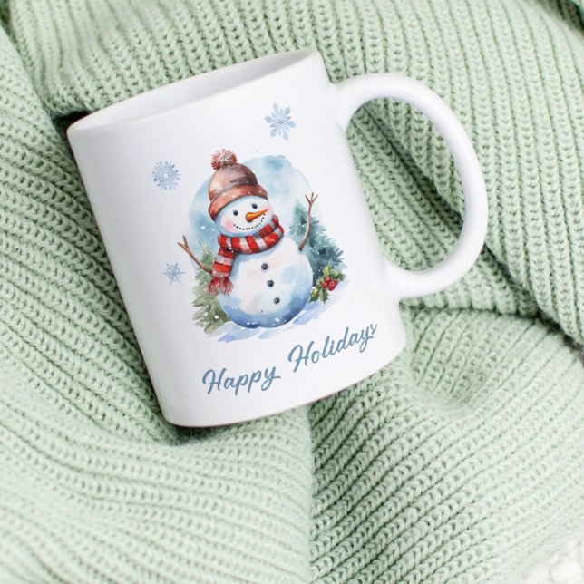 Caneca De Café Snowflake Snowman Mug – Custom Winter Gift (Criador carregado)