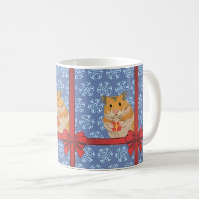 Caneca De Café Snowflakes Hamster de Natal (Frente Esquerda)