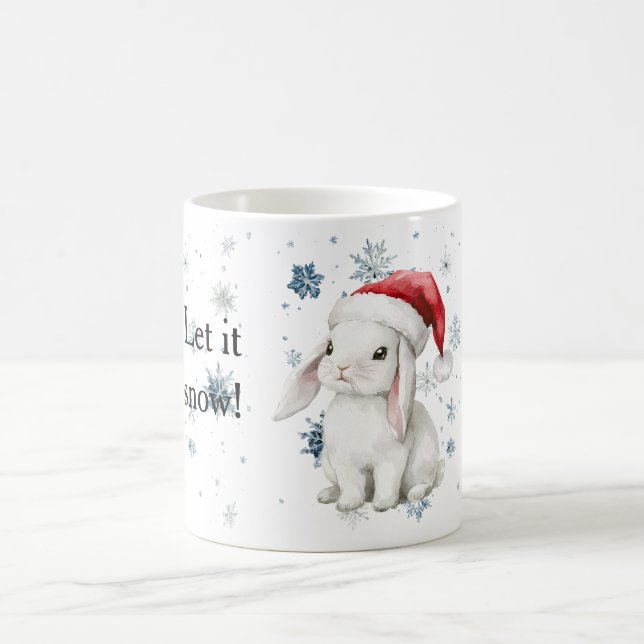 Caneca De Café Snowflakes Let it snow Bunny Christmas Hat (Centro)