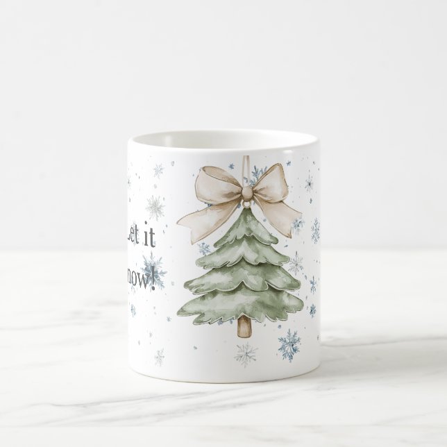 Caneca De Café Snowflakes Let it snow Christmas Tree Bow (Centro)