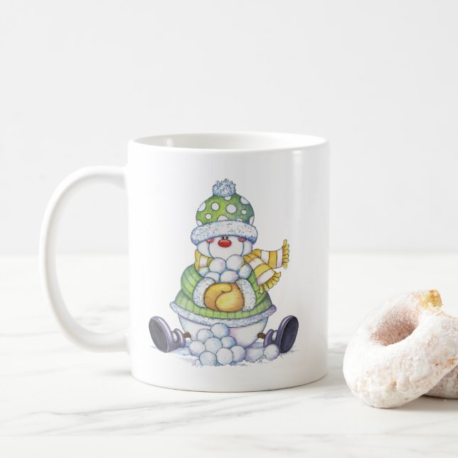 Caneca De Café Snowman (Com Donut)