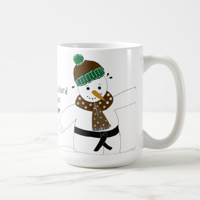 Caneca De Café Snowman a fazer artes marciais (Direita)