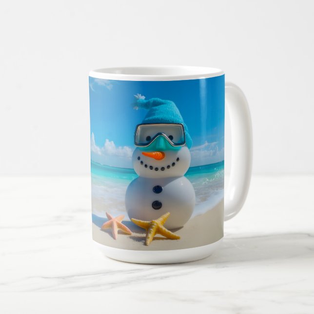 Caneca De Café Snowman Beach Vacation (Frente Esquerda)