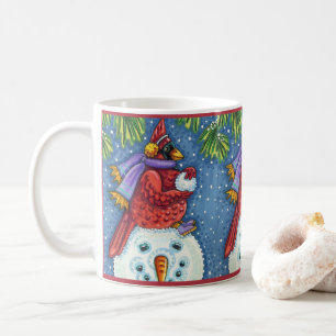 CANECA DE CAFÉ SNOWMAN BODYGUARD, CHRISTMAS CARDINHEIRO REDBIRD