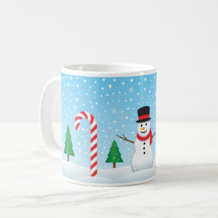Caneca De Café Snowman & Candy Cane Winter Wonderland