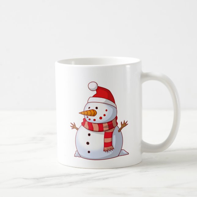 Caneca De Café Snowman Com Chapéu E Scarf (Direita)
