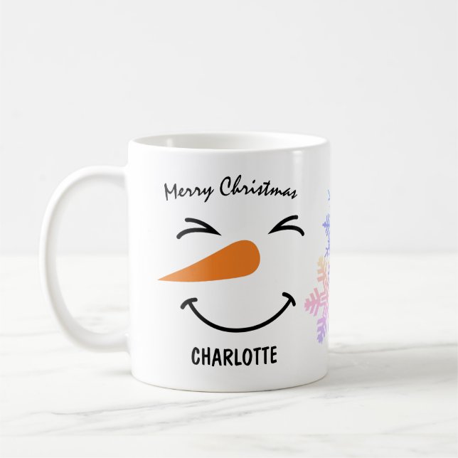 Caneca De Café Snowman Com Olhos Estreitos, Feliz Natal (Esquerda)