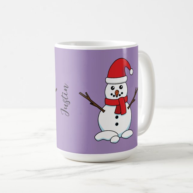 Caneca De Café Snowman com Red Bonnet e Scarf (Frente Esquerda)