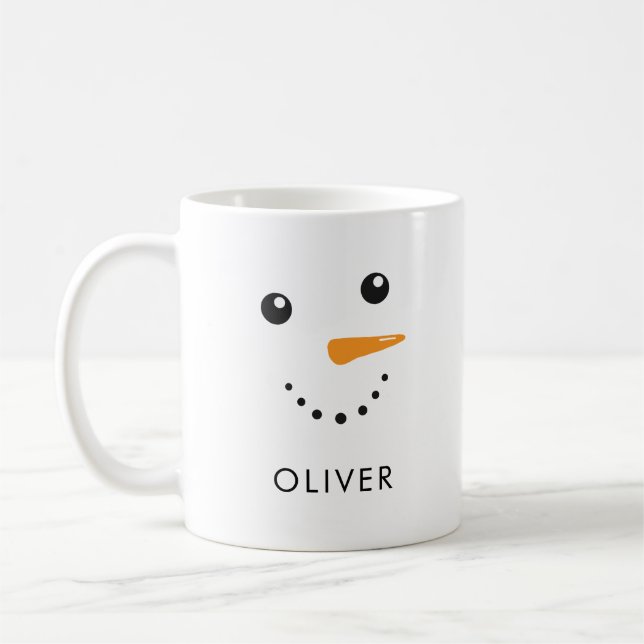 Caneca De Café Snowman Cute Personalizado Face Clássica (Esquerda)