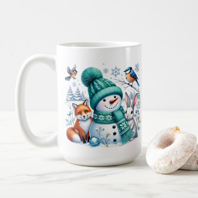 Caneca De Café Snowman e Amigos Café Mug (Com Donut)
