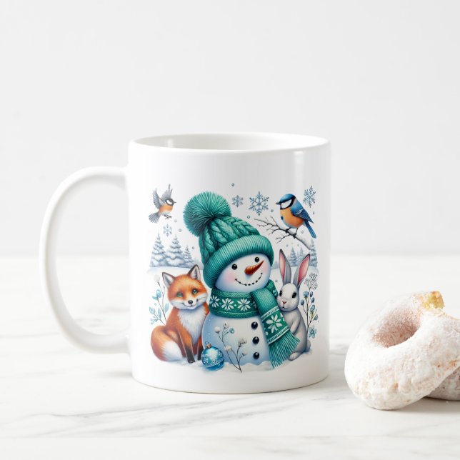 Caneca De Café Snowman e Amigos Café Mug (Com Donut)