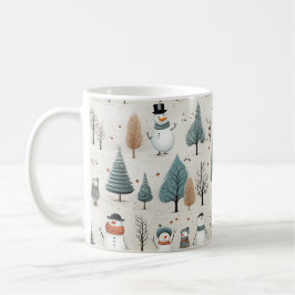 Caneca De Café Snowman e árvores