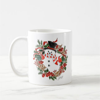 Caneca De Café Snowman e Holly Holiday Café Mug Branco
