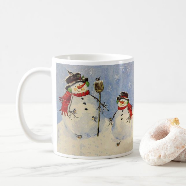 Caneca De Café Snowman e Son (Com Donut)