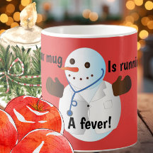Snowman engraçado médico de inverno fofo febre do 