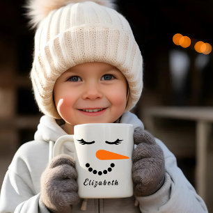 Caneca De Café Snowman Face Mug   Mug de Feriado Personalizado