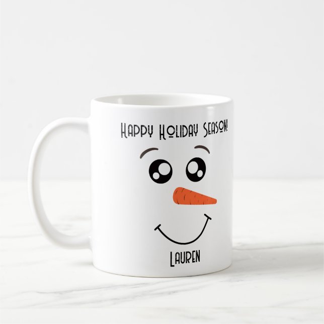 CANECA DE CAFÉ SNOWMAN FACE PERSONALIZADA MUG (Esquerda)