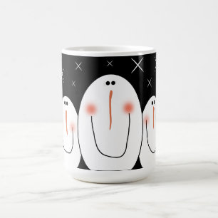 Caneca De Café Snowman - Folk Art Primitivo