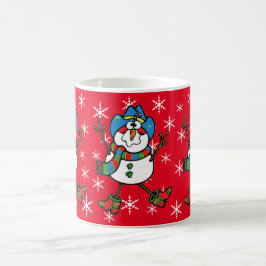 Caneca De Café Snowman, Garçom Do Natal Ocidental, Em Vermelho