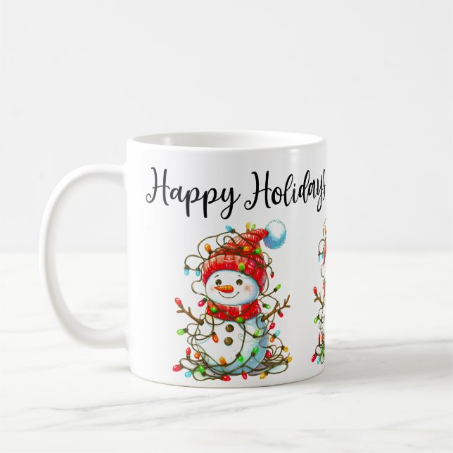 Caneca De Café Snowman Happy Holidays Mug (Esquerda)