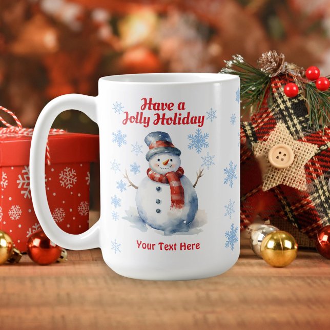 Caneca De Café Snowman Jolly Holiday Christmas Snowflakes Mug (Criador carregado)