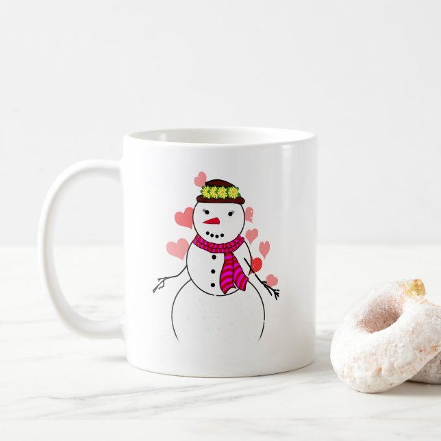 Caneca De Café Snowman Little Girl In Love (Com Donut)