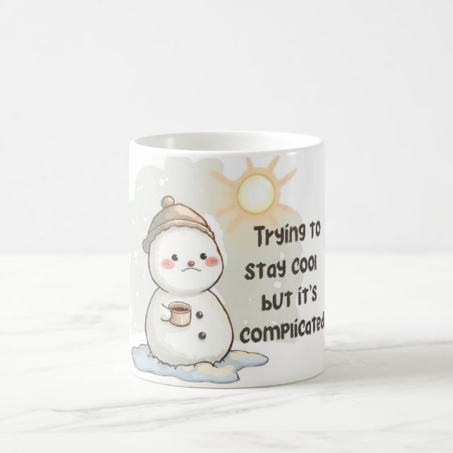 Caneca De Café Snowman Melting Over Hot Coffee & Sun (Centro)