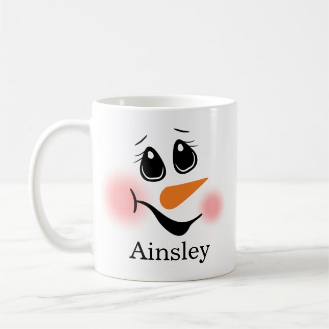 Caneca De Café Snowman Monogrammed (Esquerda)