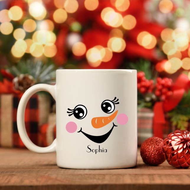 Caneca De Café Snowman Mug personalizado com nome personalizado (Criador carregado)