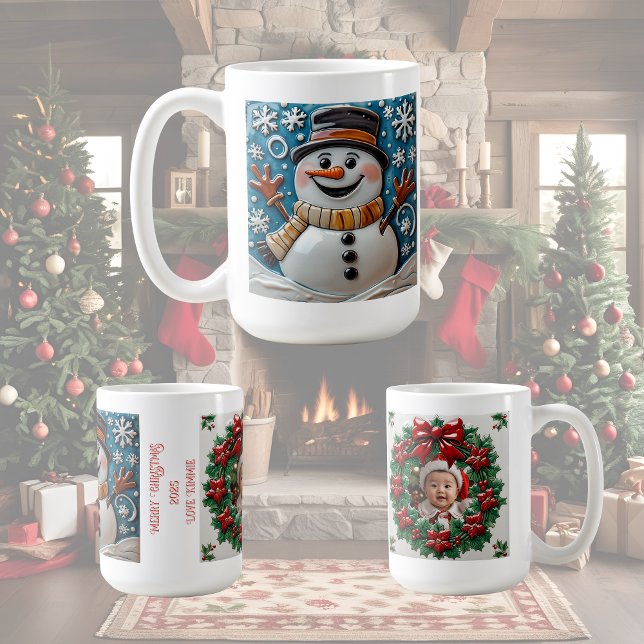 Caneca De Café Snowman no Natal da Neve Personalizável (Criador carregado)