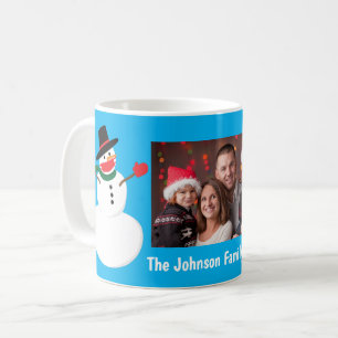 Caneca De Café Snowman no Nome Personalizado e Foto da Máscara de