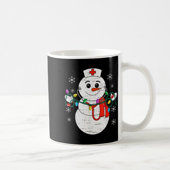 Caneca De Café Snowman Nurse Christmas Stethoscope Xmas Scrub Top (Direita)