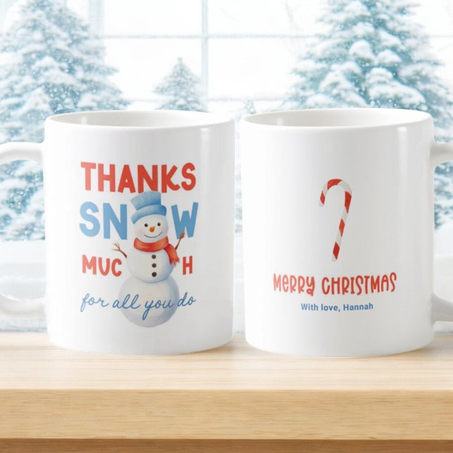 Caneca De Café Snowman Obrigado A Neve Muito Presente (Criador carregado)
