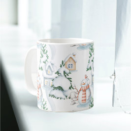 Caneca De Café Snowman Rabbit Tree House